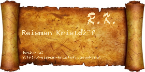 Reisman Kristóf névjegykártya